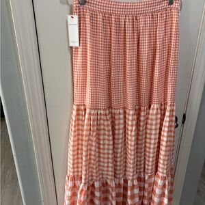Aura Pink and White Gingham Maxi Skirt
